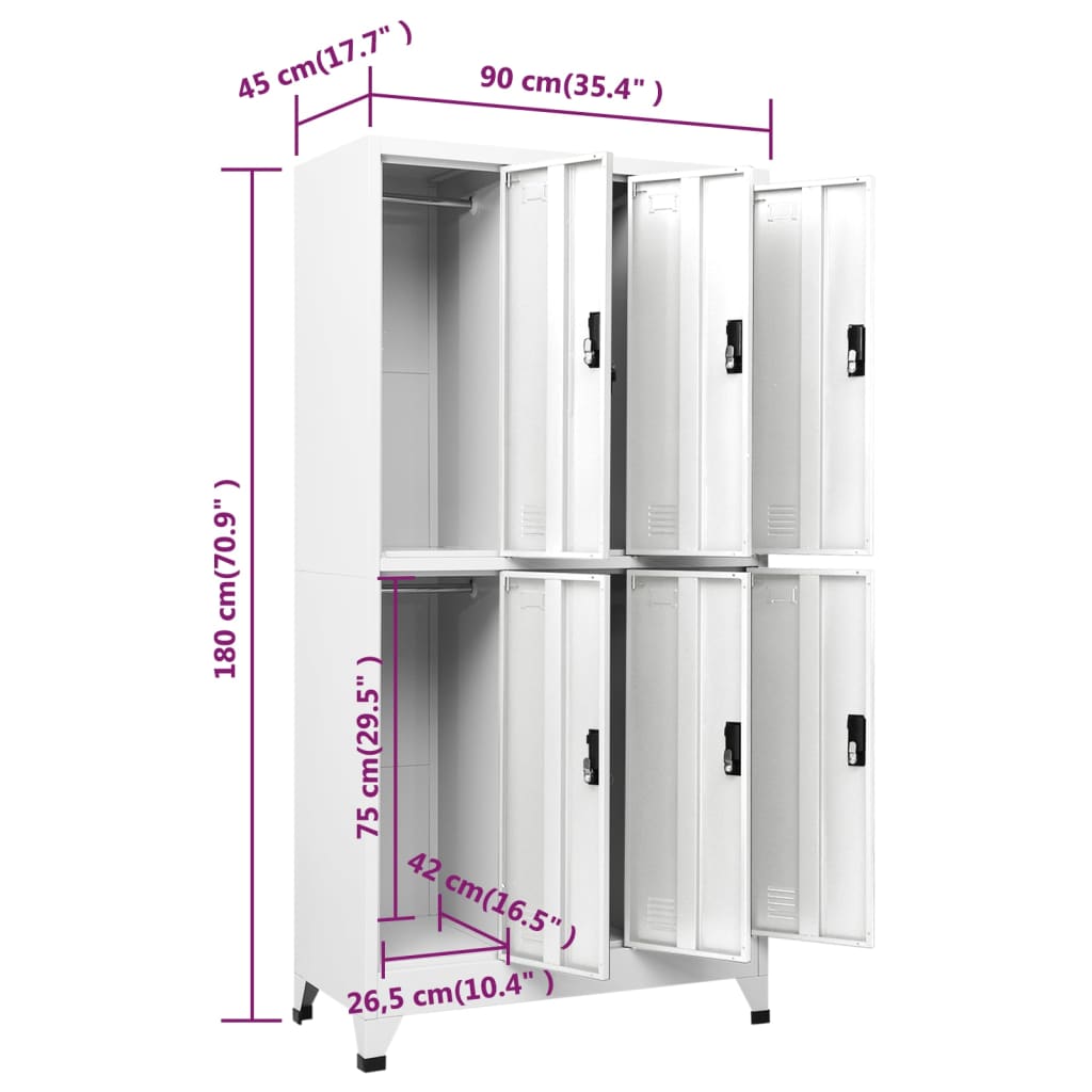 Lockerkast 90x45x180 cm staal wit - Griffin Retail