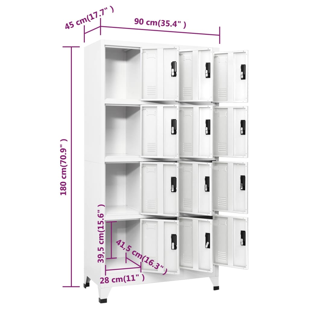 Lockerkast 90x45x180 cm staal wit - Griffin Retail