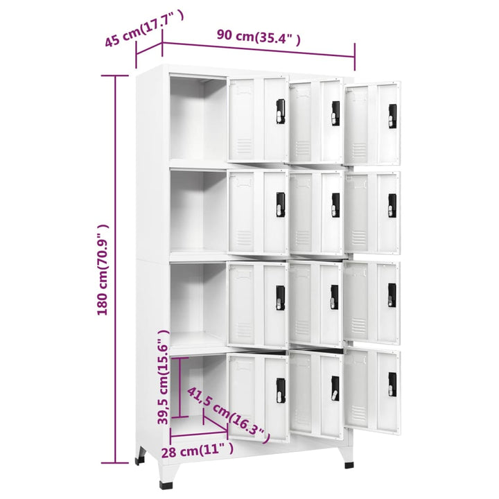 Lockerkast 90x45x180 cm staal wit - Griffin Retail