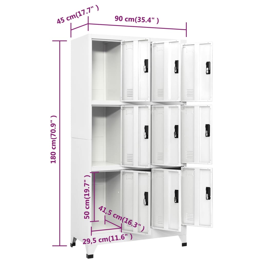 Lockerkast 90x45x180 cm staal wit - Griffin Retail