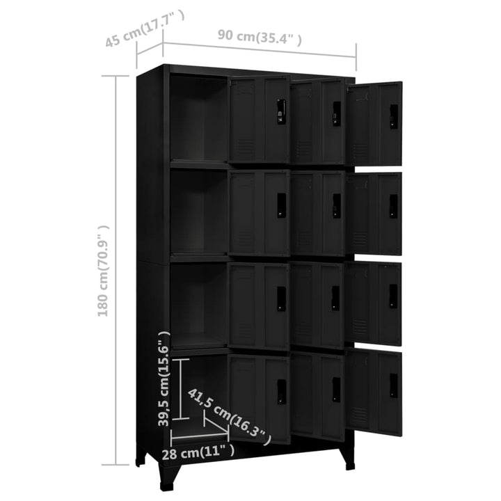 Lockerkast 90x45x180 cm staal zwart - Griffin Retail