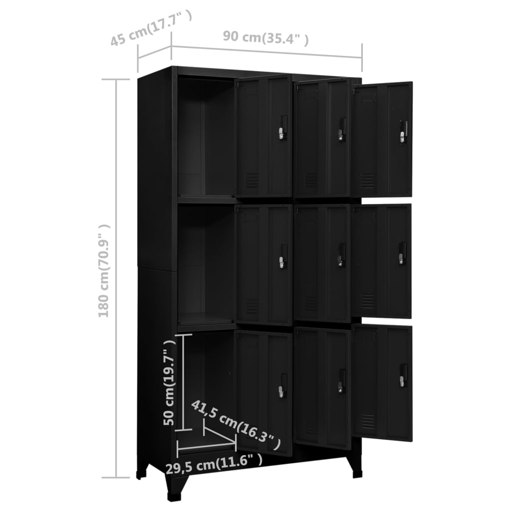 Lockerkast 90x45x180 cm staal zwart - Griffin Retail