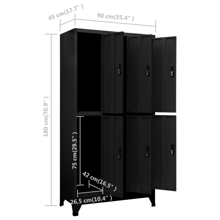 Lockerkast 90x45x180 cm staal zwart - Griffin Retail