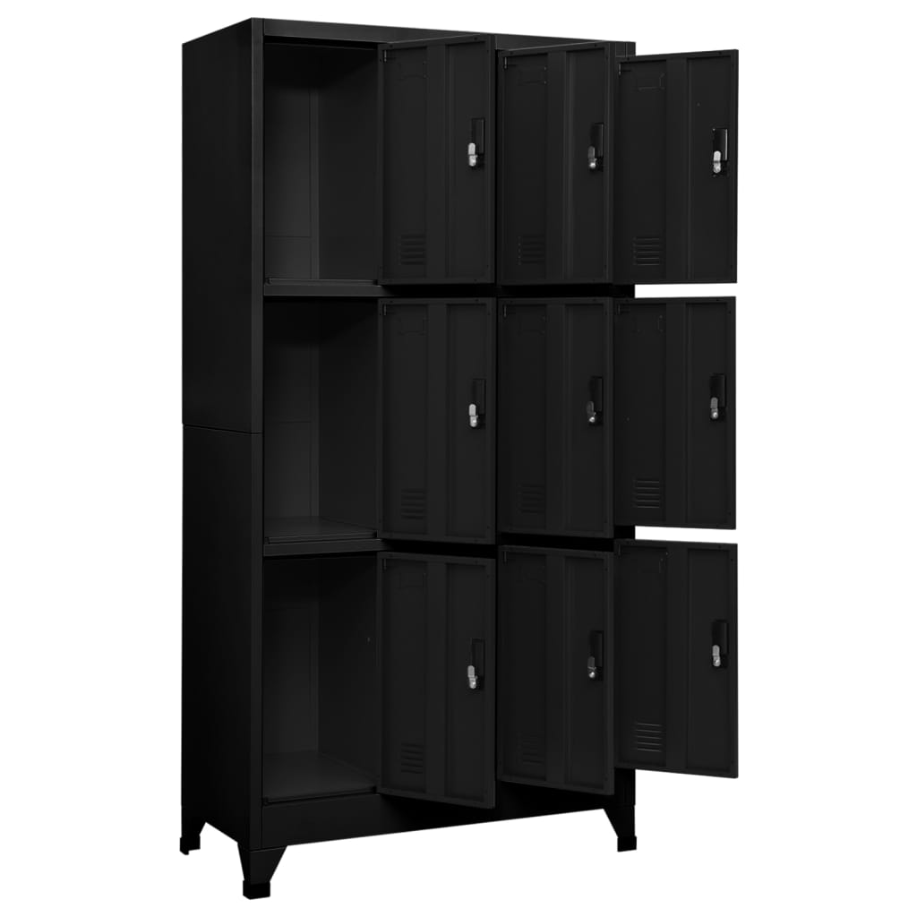 Lockerkast 90x45x180 cm staal zwart - Griffin Retail