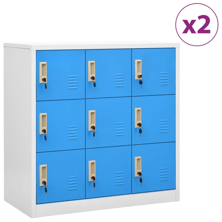 Lockerkasten 2 st 90x45x92,5 cm staal lichtgrijs en blauw - Griffin Retail