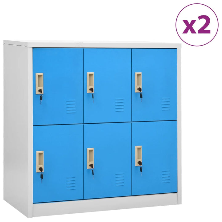 Lockerkasten 2 st 90x45x92,5 cm staal lichtgrijs en blauw - Griffin Retail