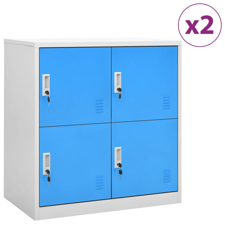 Lockerkasten 2 st 90x45x92,5 cm staal lichtgrijs en blauw - Griffin Retail