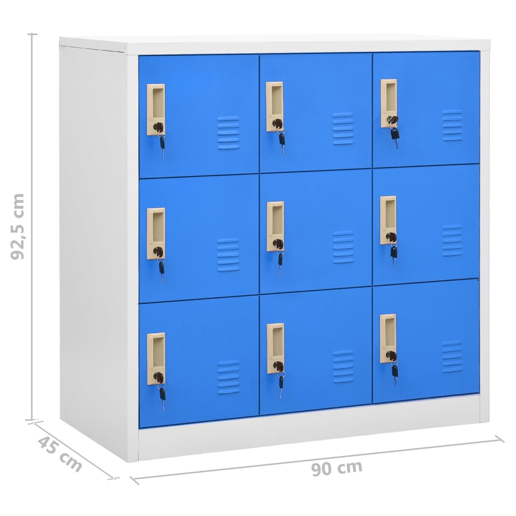 Lockerkasten 2 st 90x45x92,5 cm staal lichtgrijs en blauw - Griffin Retail