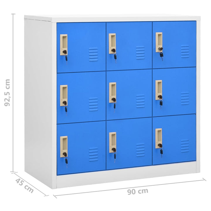 Lockerkasten 2 st 90x45x92,5 cm staal lichtgrijs en blauw - Griffin Retail