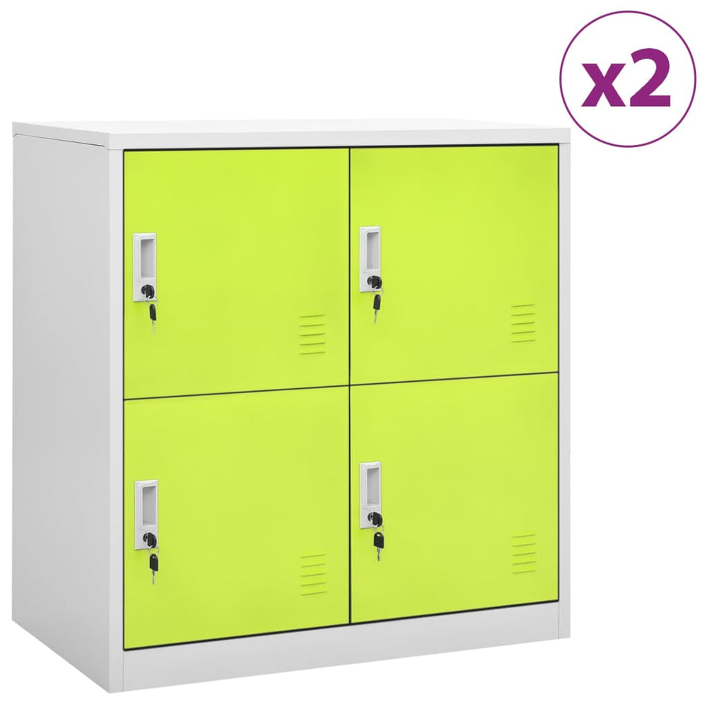 Lockerkasten 2 st 90x45x92,5 cm staal lichtgrijs en groen - Griffin Retail