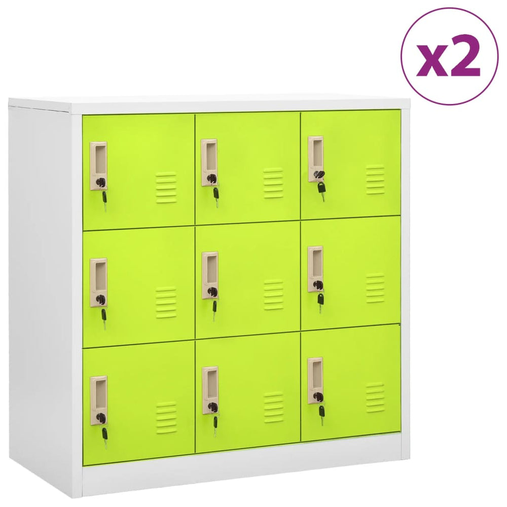 Lockerkasten 2 st 90x45x92,5 cm staal lichtgrijs en groen - Griffin Retail