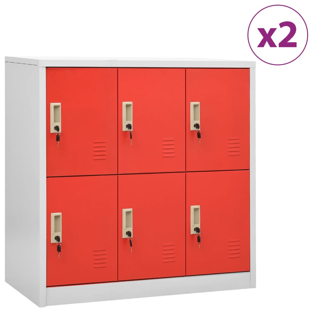 Lockerkasten 2 st 90x45x92,5 cm staal lichtgrijs en rood - Griffin Retail