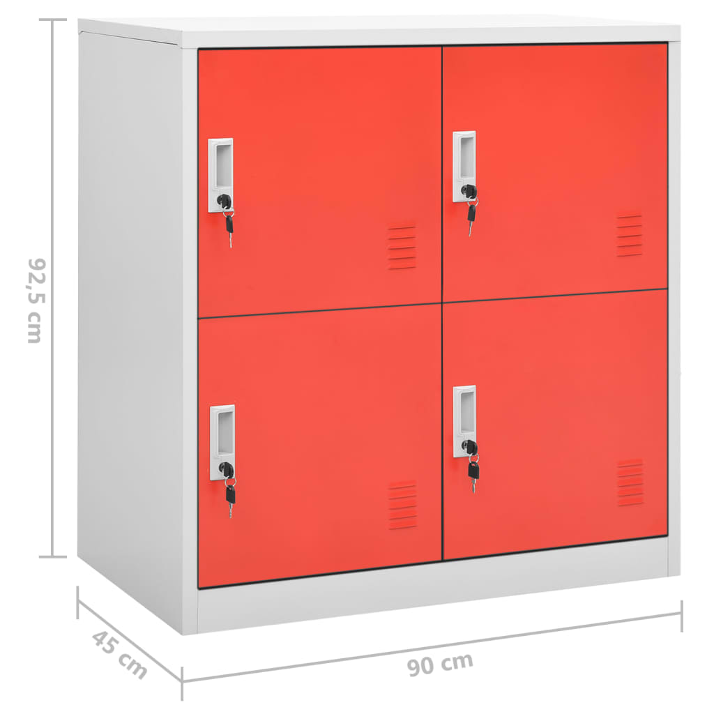 Lockerkasten 2 st 90x45x92,5 cm staal lichtgrijs en rood - Griffin Retail