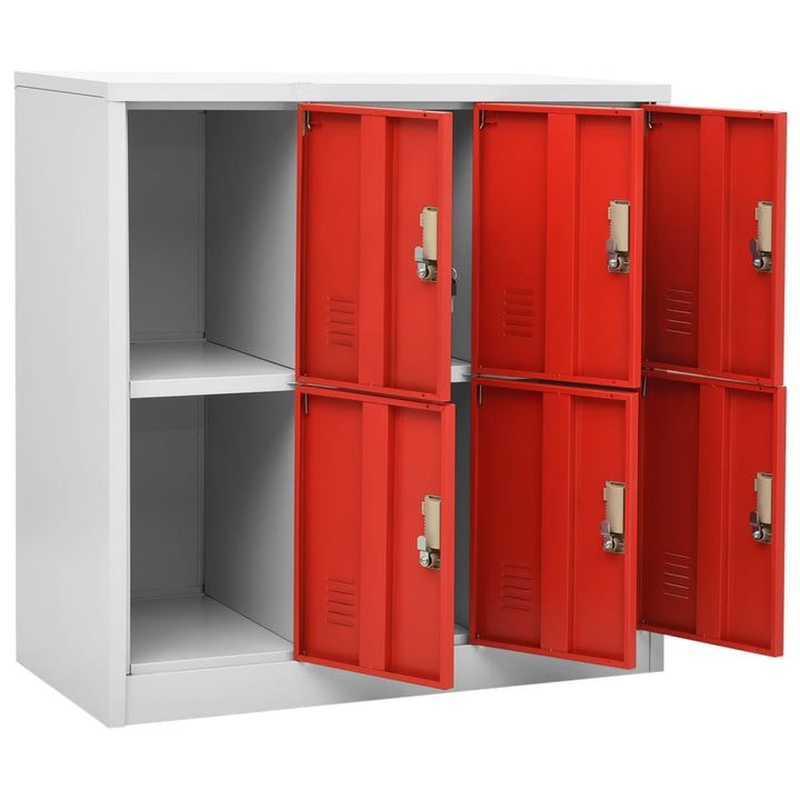 Lockerkasten 2 st 90x45x92,5 cm staal lichtgrijs en rood - Griffin Retail