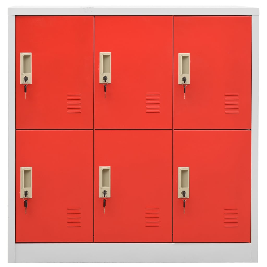 Lockerkasten 2 st 90x45x92,5 cm staal lichtgrijs en rood - Griffin Retail