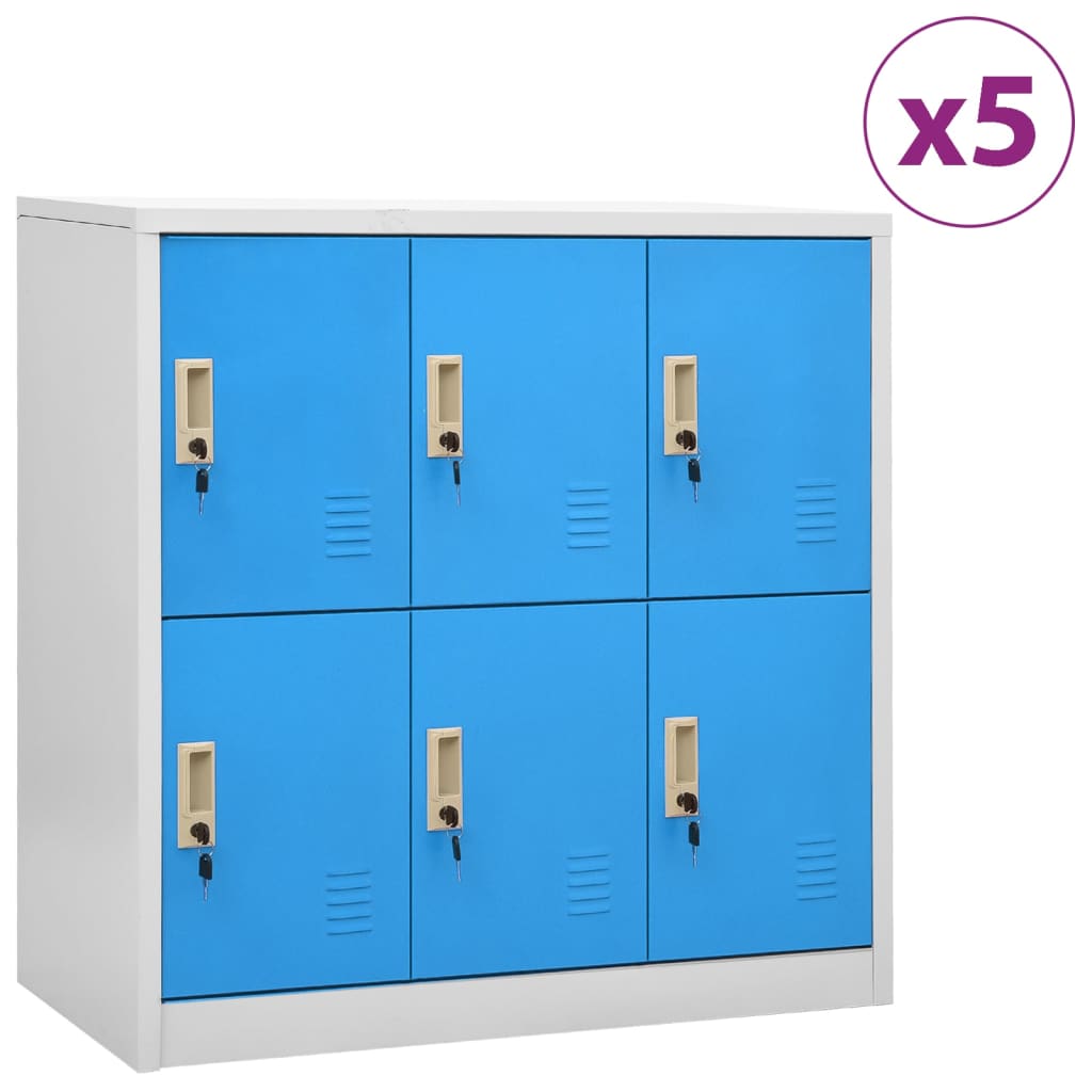 Lockerkasten 5 st 90x45x92,5 cm staal lichtgrijs en blauw - Griffin Retail