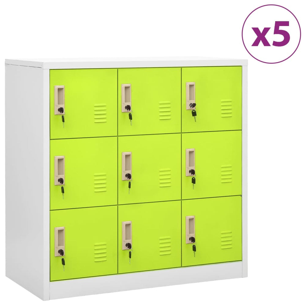 Lockerkasten 5 st 90x45x92,5 cm staal lichtgrijs en groen - Griffin Retail