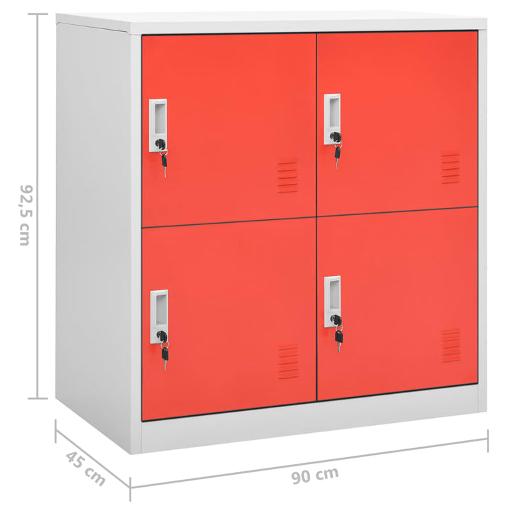 Lockerkasten 5 st 90x45x92,5 cm staal lichtgrijs en rood - Griffin Retail