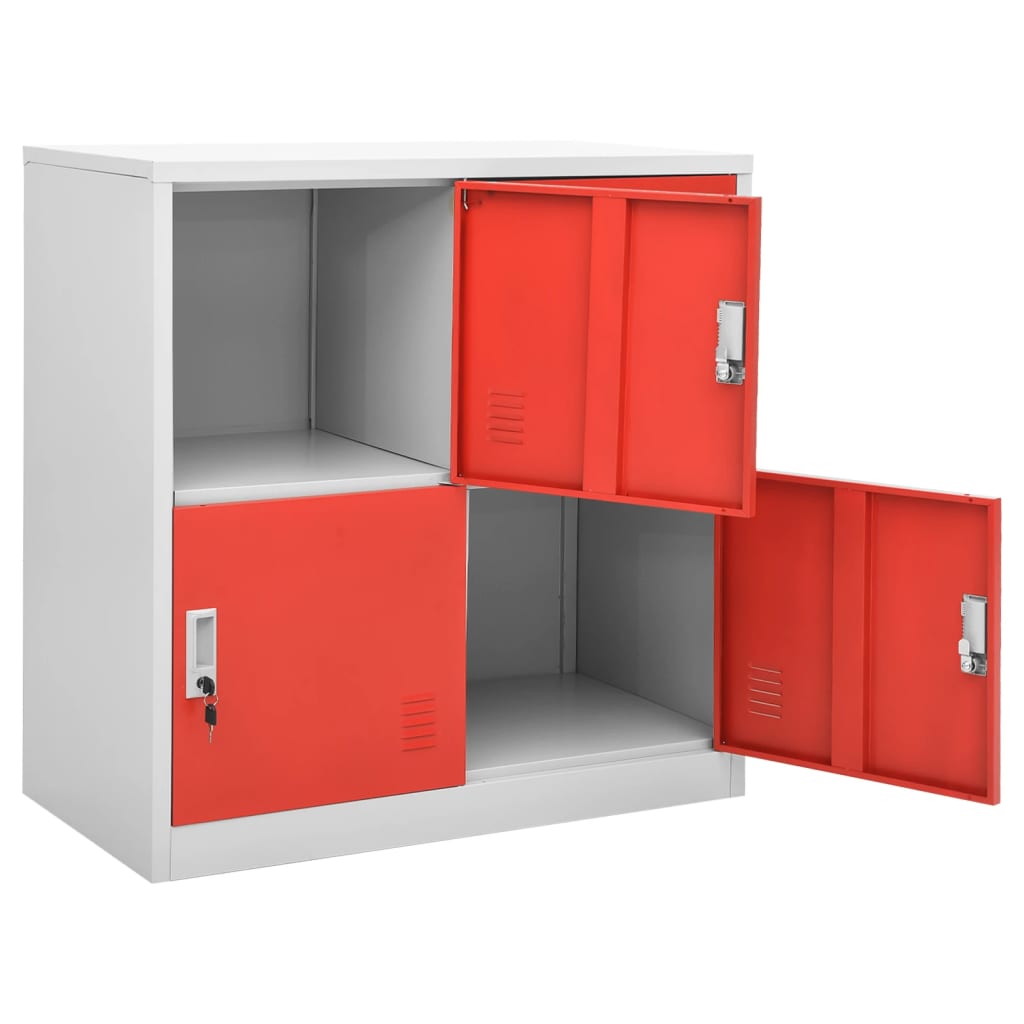 Lockerkasten 5 st 90x45x92,5 cm staal lichtgrijs en rood - Griffin Retail