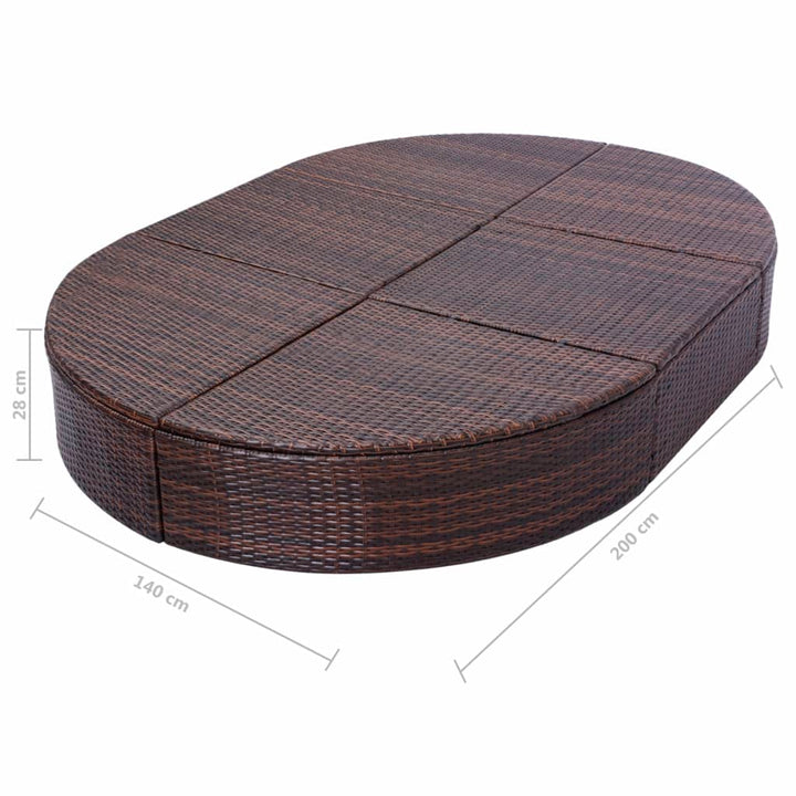 Loungebed met kussen poly rattan bruin - Griffin Retail