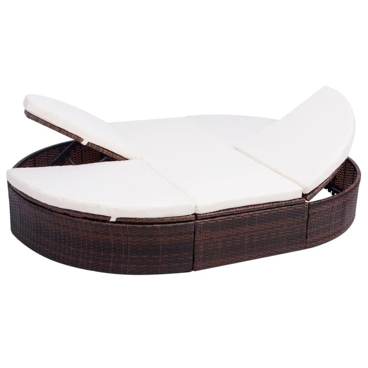 Loungebed met kussen poly rattan bruin - Griffin Retail