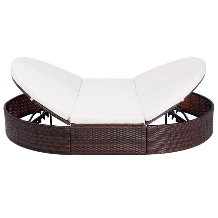 Loungebed met kussen poly rattan bruin - Griffin Retail