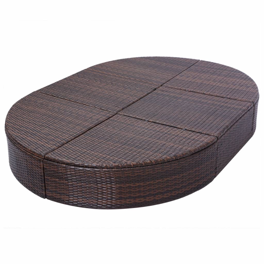 Loungebed met kussen poly rattan bruin - Griffin Retail