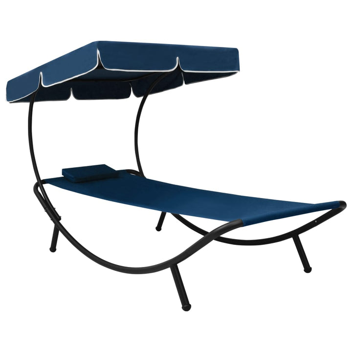 Loungebed met luifel en kussen blauw - Griffin Retail