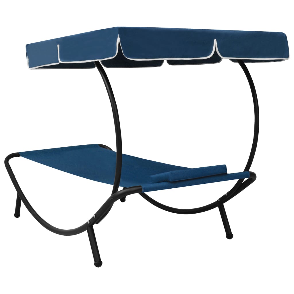 Loungebed met luifel en kussen blauw - Griffin Retail