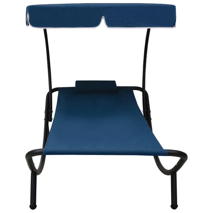 Loungebed met luifel en kussen blauw - Griffin Retail