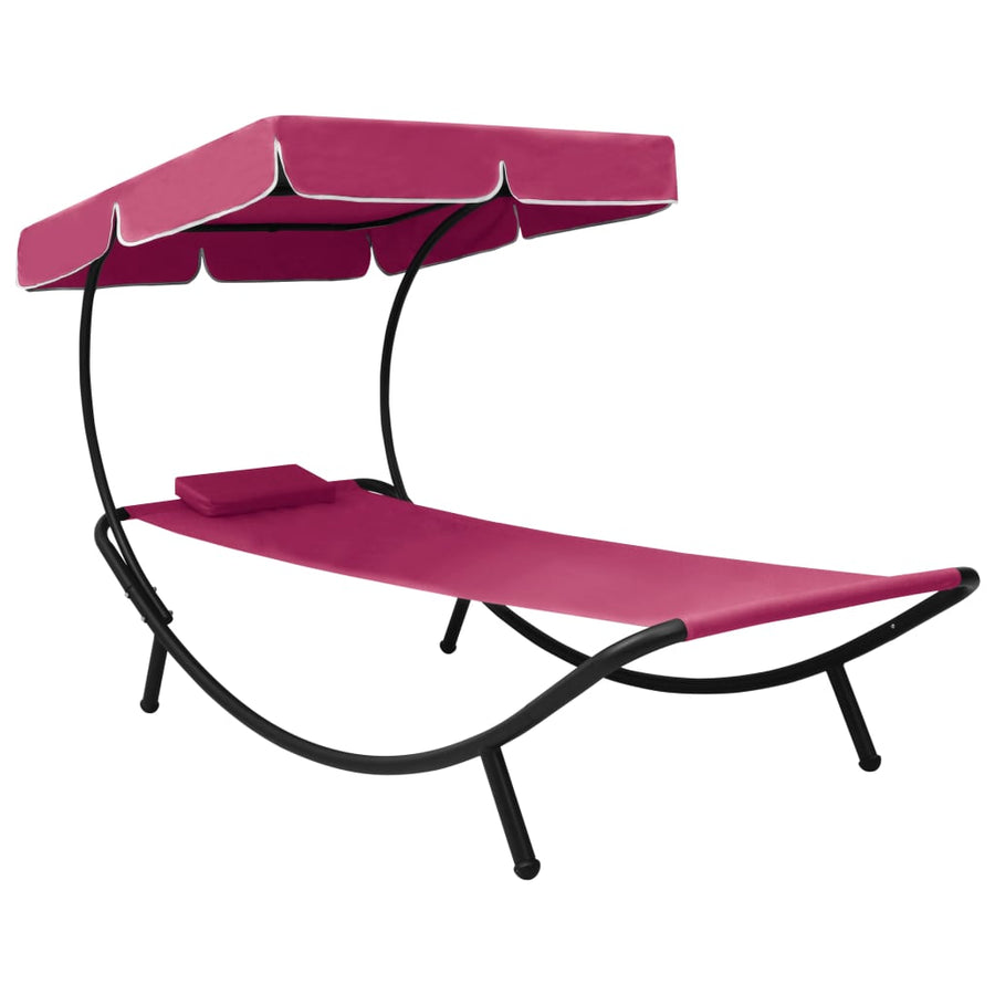 Loungebed met luifel en kussen roze - Griffin Retail