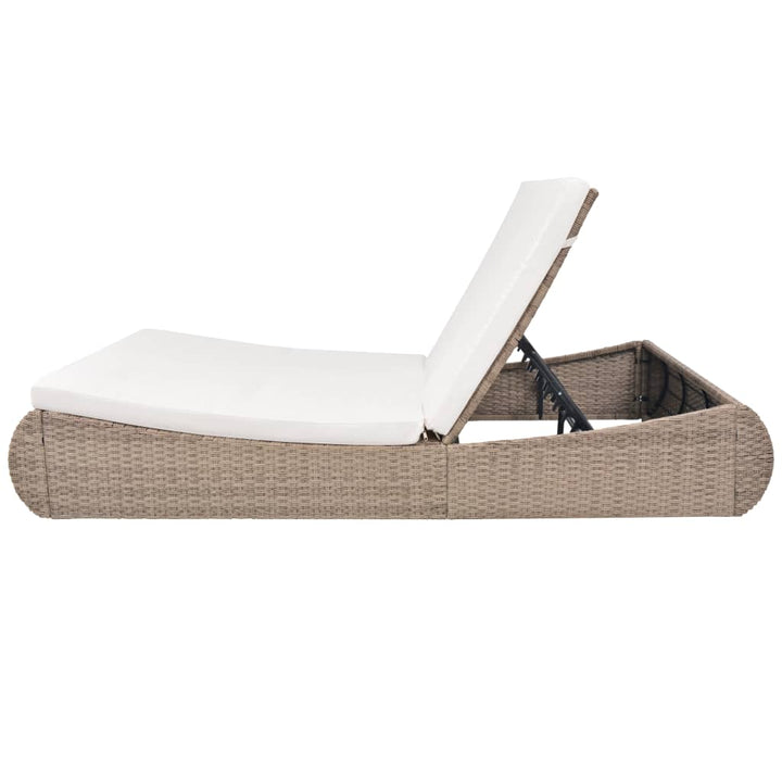 Loungebed poly rattan beige - Griffin Retail