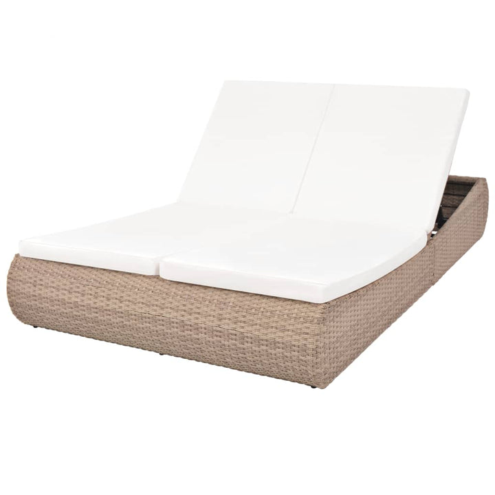 Loungebed poly rattan beige - Griffin Retail
