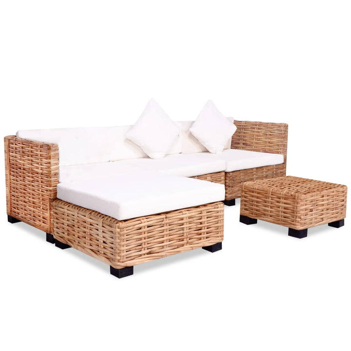 Loungeset natuurlijk rattan 14-delig - Griffin Retail