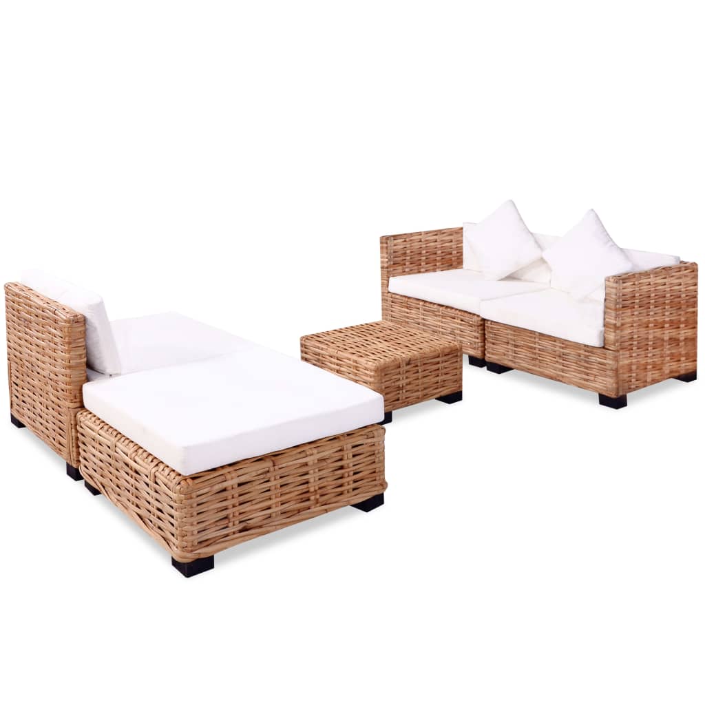 Loungeset natuurlijk rattan 14-delig - Griffin Retail