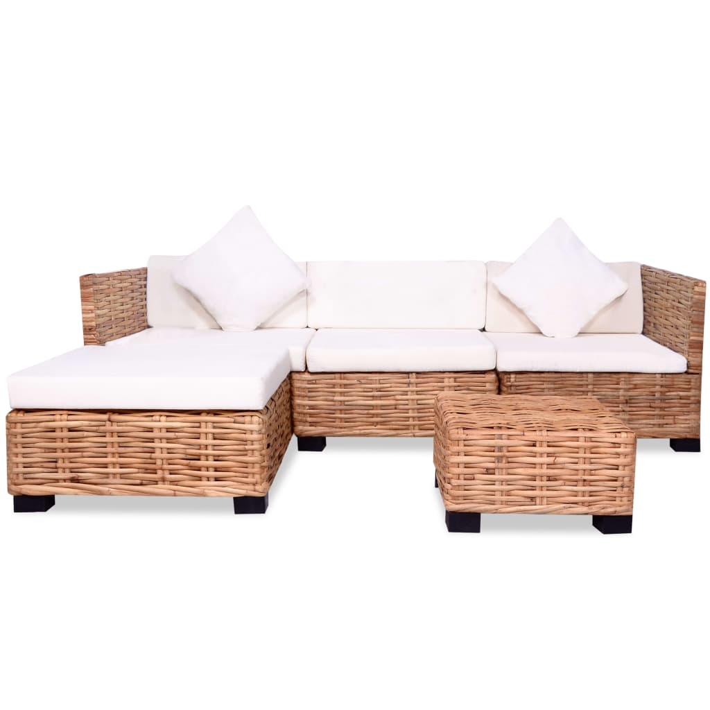 Loungeset natuurlijk rattan 14-delig - Griffin Retail