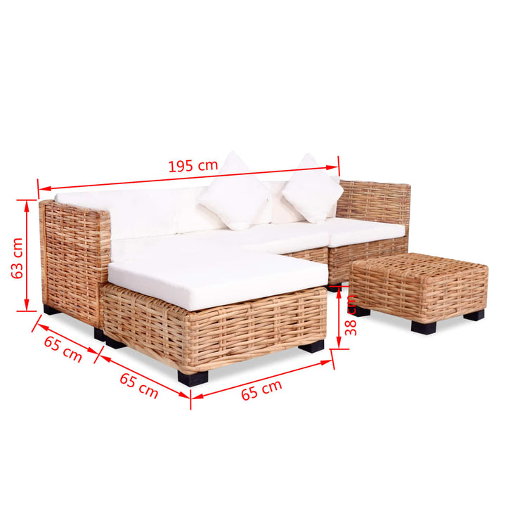 Loungeset natuurlijk rattan 14-delig - Griffin Retail