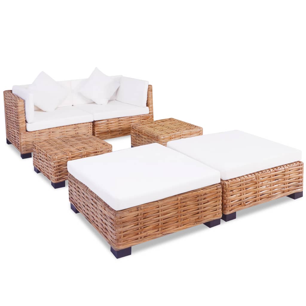 Loungeset natuurlijk rattan 16-delig - Griffin Retail