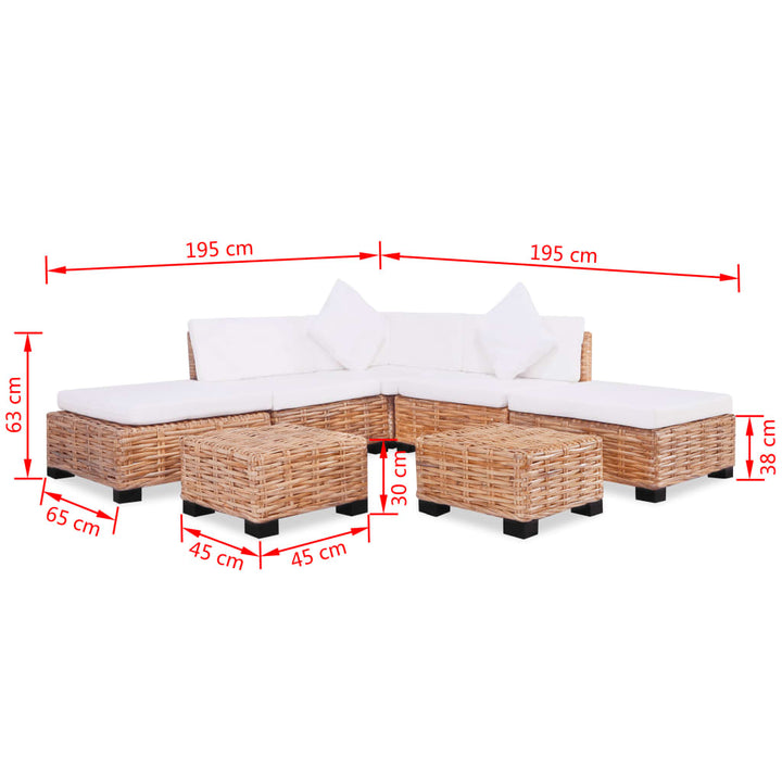 Loungeset natuurlijk rattan 18-delig - Griffin Retail