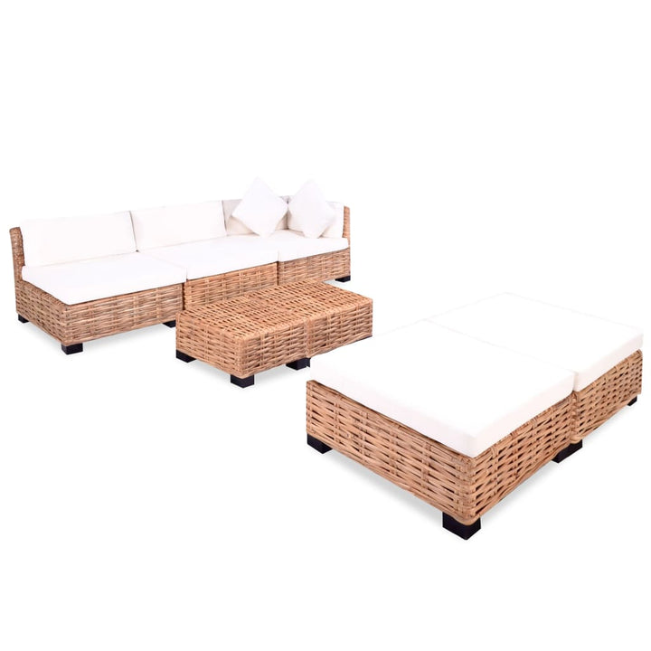 Loungeset natuurlijk rattan 18-delig - Griffin Retail