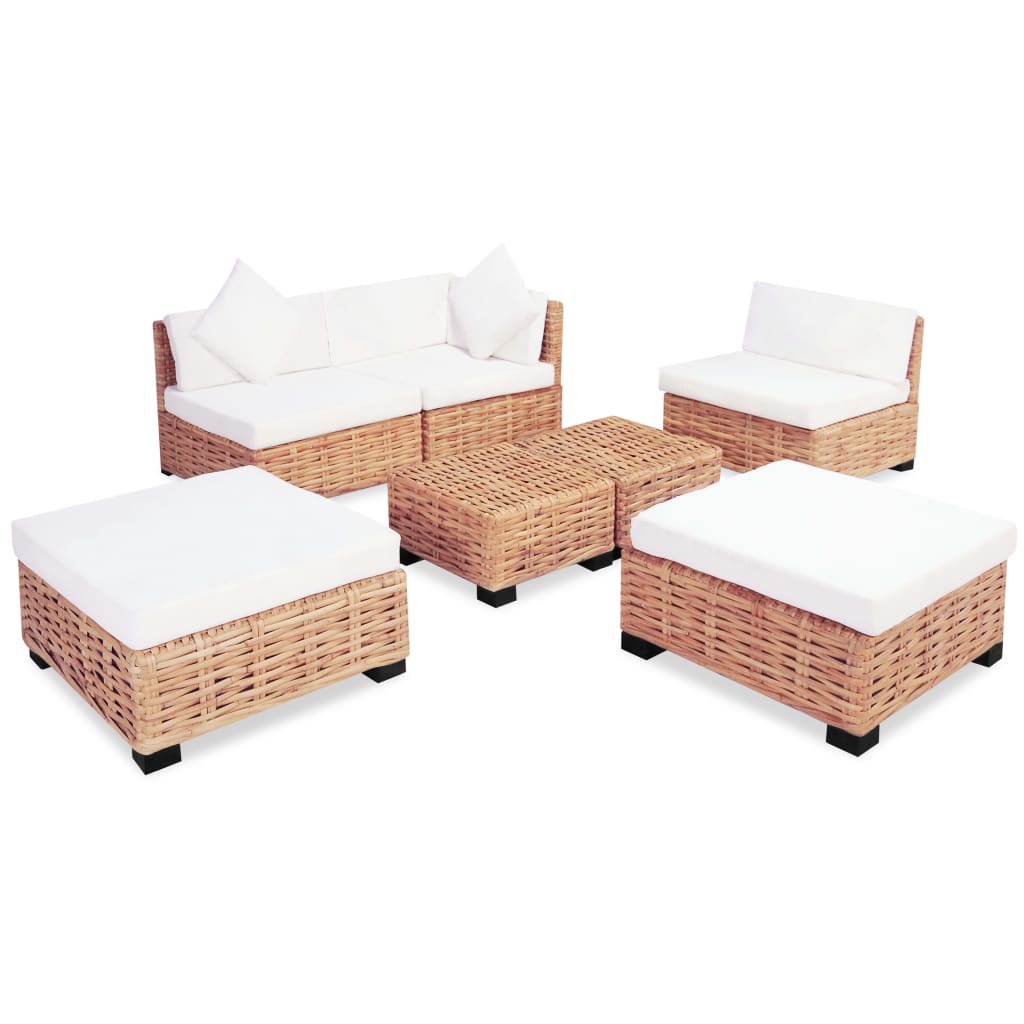 Loungeset natuurlijk rattan 18-delig - Griffin Retail