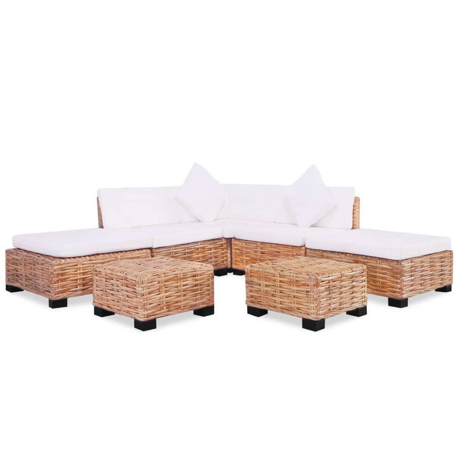 Loungeset natuurlijk rattan 18-delig - Griffin Retail