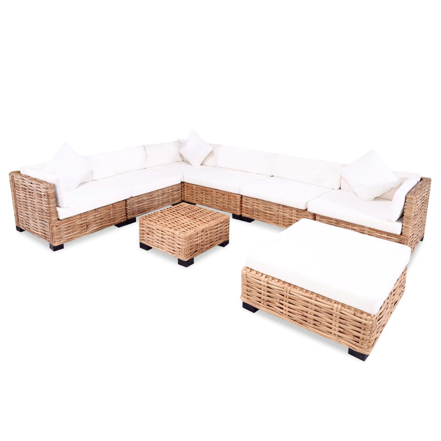 Loungeset natuurlijk rattan 27-delig - Griffin Retail