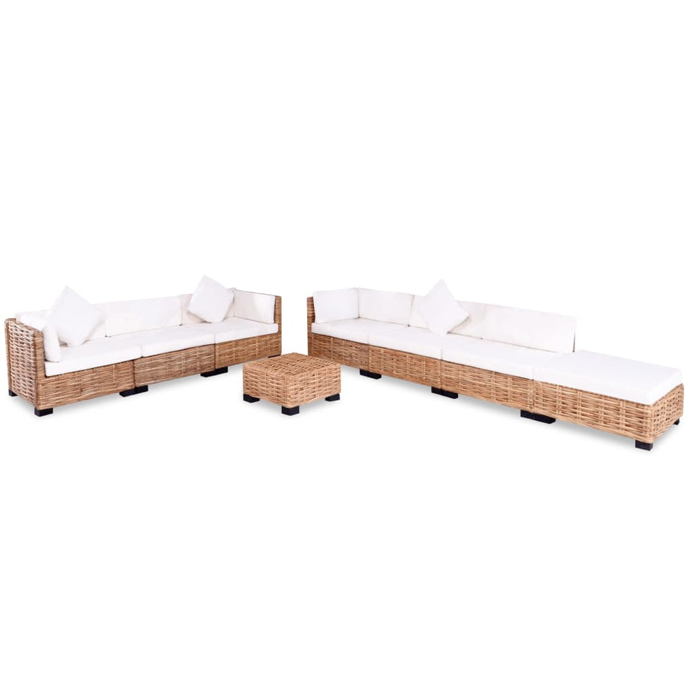 Loungeset natuurlijk rattan 27-delig - Griffin Retail