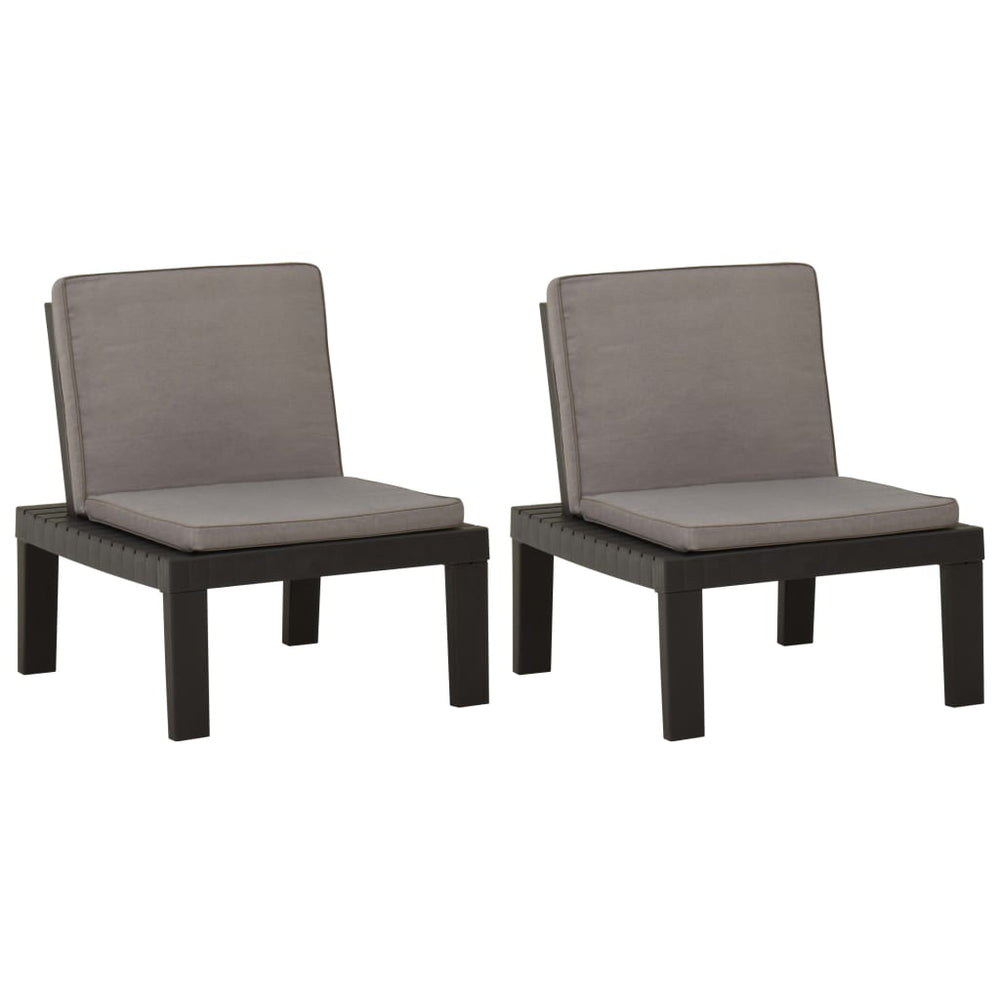 Loungestoelen 2 st met kussens kunststof grijs - Griffin Retail