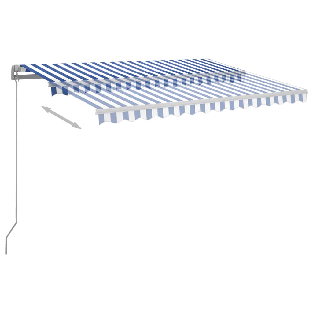 Luifel automatisch met LED en windsensor 350x250 cm blauw wit - Griffin Retail