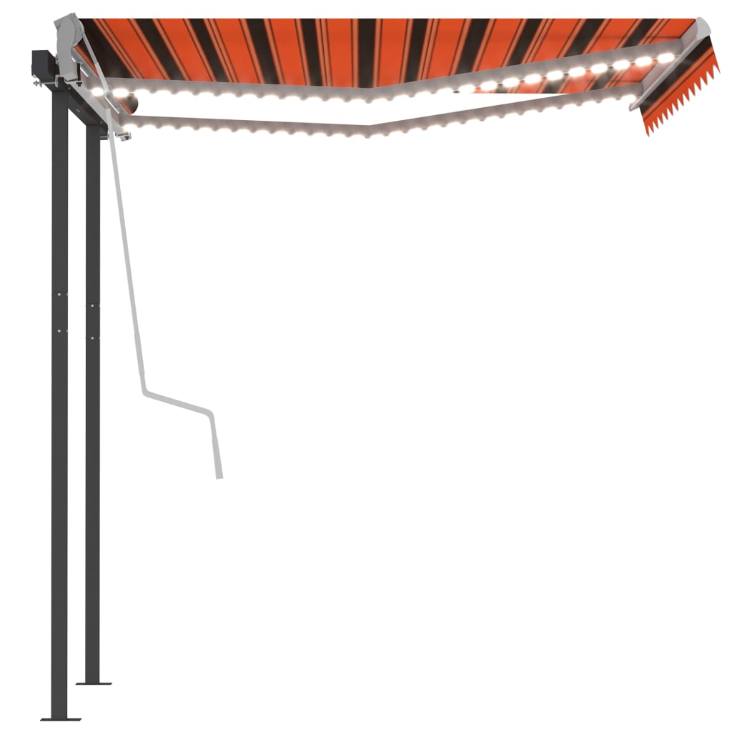 Luifel automatisch met LED en windsensor 3x2,5 m oranje bruin - Griffin Retail