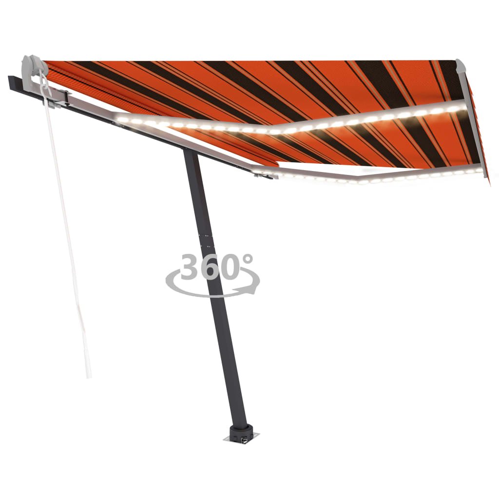 Luifel automatisch met LED windsensor 300x250 cm oranje bruin - Griffin Retail