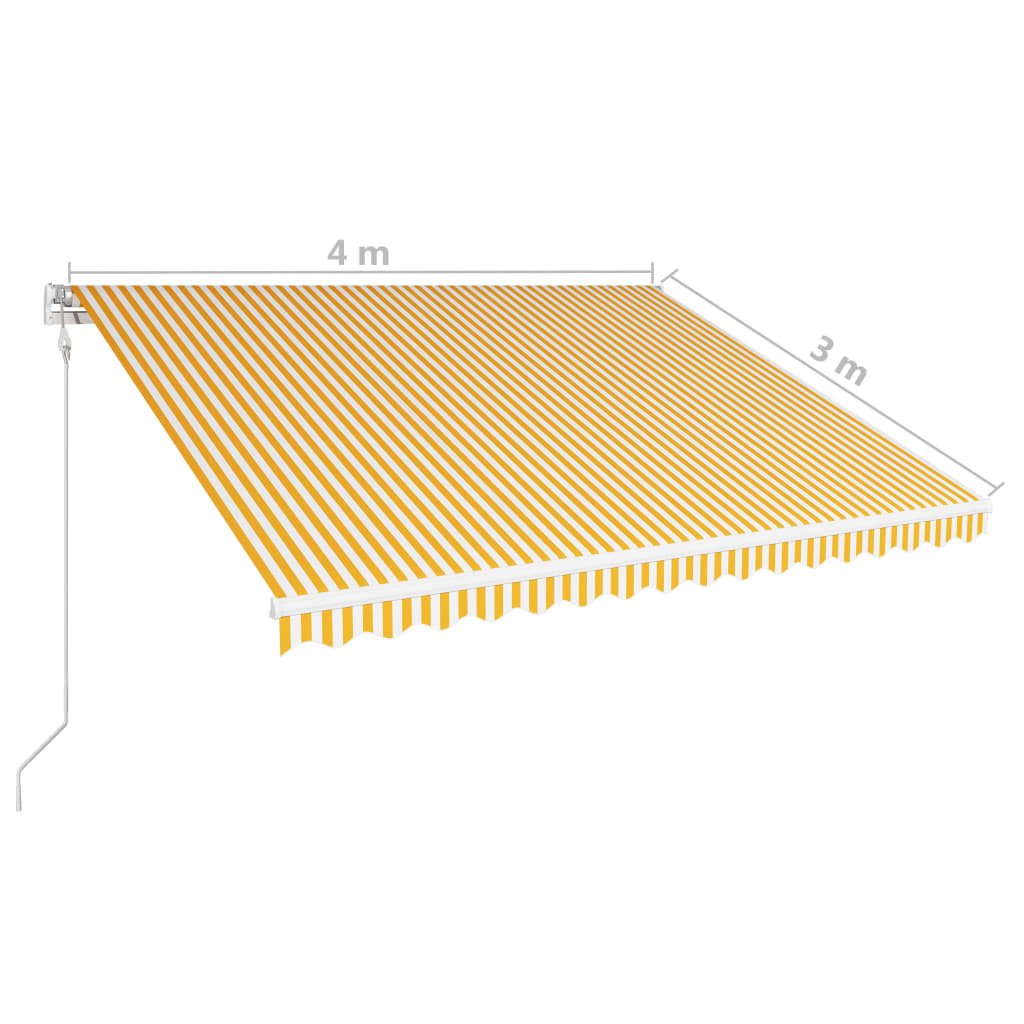 Luifel automatisch uittrekbaar 400x300 cm geel en wit - Griffin Retail