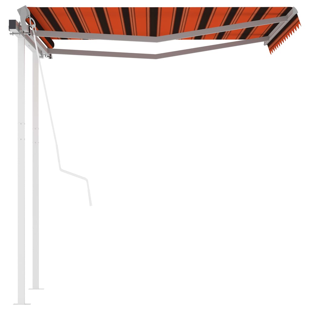 Luifel automatisch uittrekbaar met palen 3,5x2,5 m oranje bruin - Griffin Retail